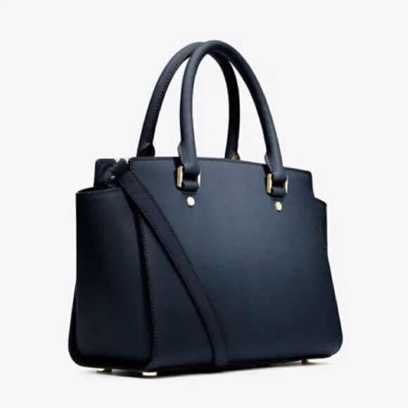 MICHAEL KORS SELMA Saffiano Leather Satchel Navy Blue NEW + Dust Bag - Picture 1 of 12